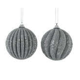 Decoris Foam Bauble with Beads 8cm - Silver (2 Assorted)